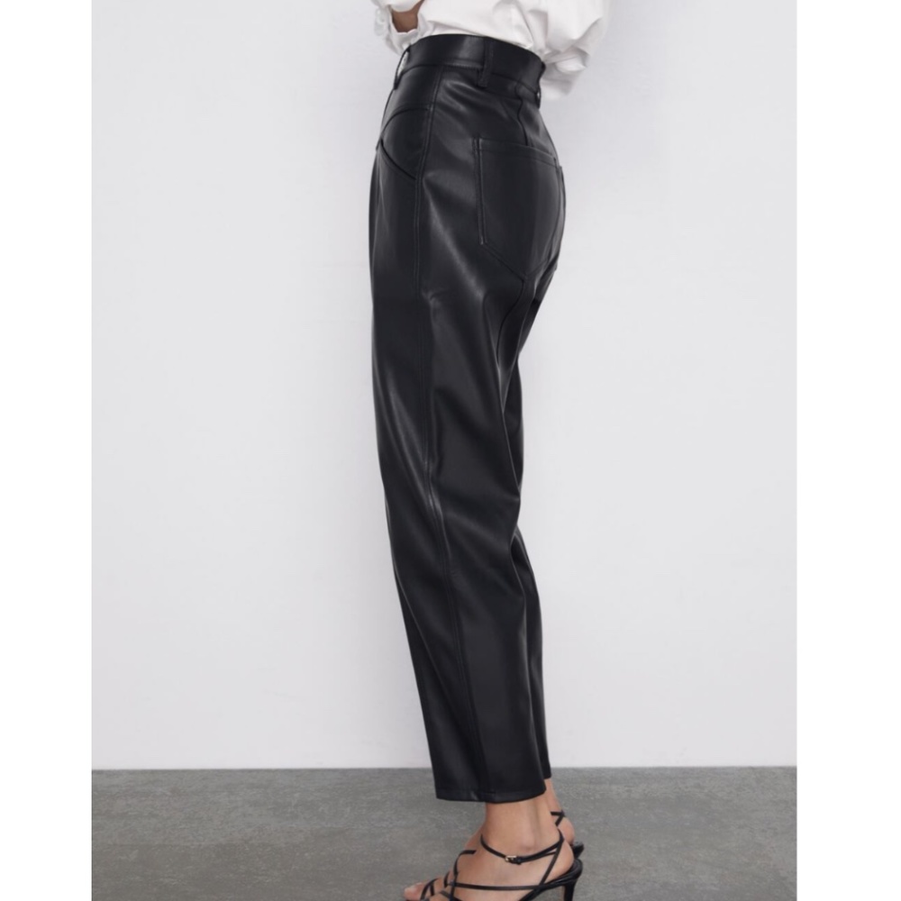 Zara High-waisted Faux Leather Trousers in Black - Picture 2 of 5